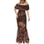 Bula Fiji Masi Mermaid Dress Fijian Tapa Vintage Dark Brown Version LT01 - Polynesian Pride