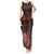 Bula Fiji Masi Tank Maxi Dress Fijian Tapa Vintage Dark Brown Version LT01 Women Brown - Polynesian Pride