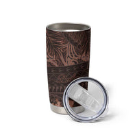 Bula Fiji Masi Tumbler Cup Fijian Tapa Vintage Dark Brown Version LT01 - Polynesian Pride