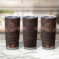 Bula Fiji Masi Tumbler Cup Fijian Tapa Vintage Dark Brown Version LT01 - Polynesian Pride