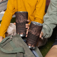 Bula Fiji Masi Tumbler Cup Fijian Tapa Vintage Dark Brown Version LT01 - Polynesian Pride