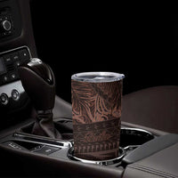 Bula Fiji Masi Tumbler Cup Fijian Tapa Vintage Dark Brown Version LT01 - Polynesian Pride