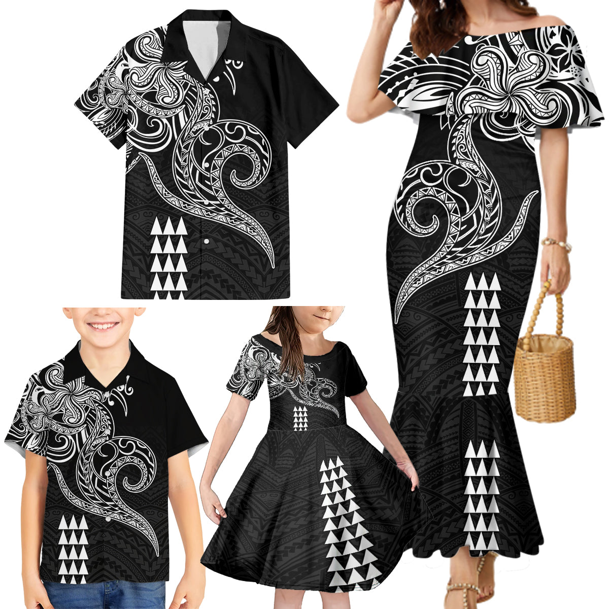 Hawaii Valentine Family Matching Mermaid Dress and Hawaiian Shirt Kakau Polynesian Heart LT01 - Polynesian Pride