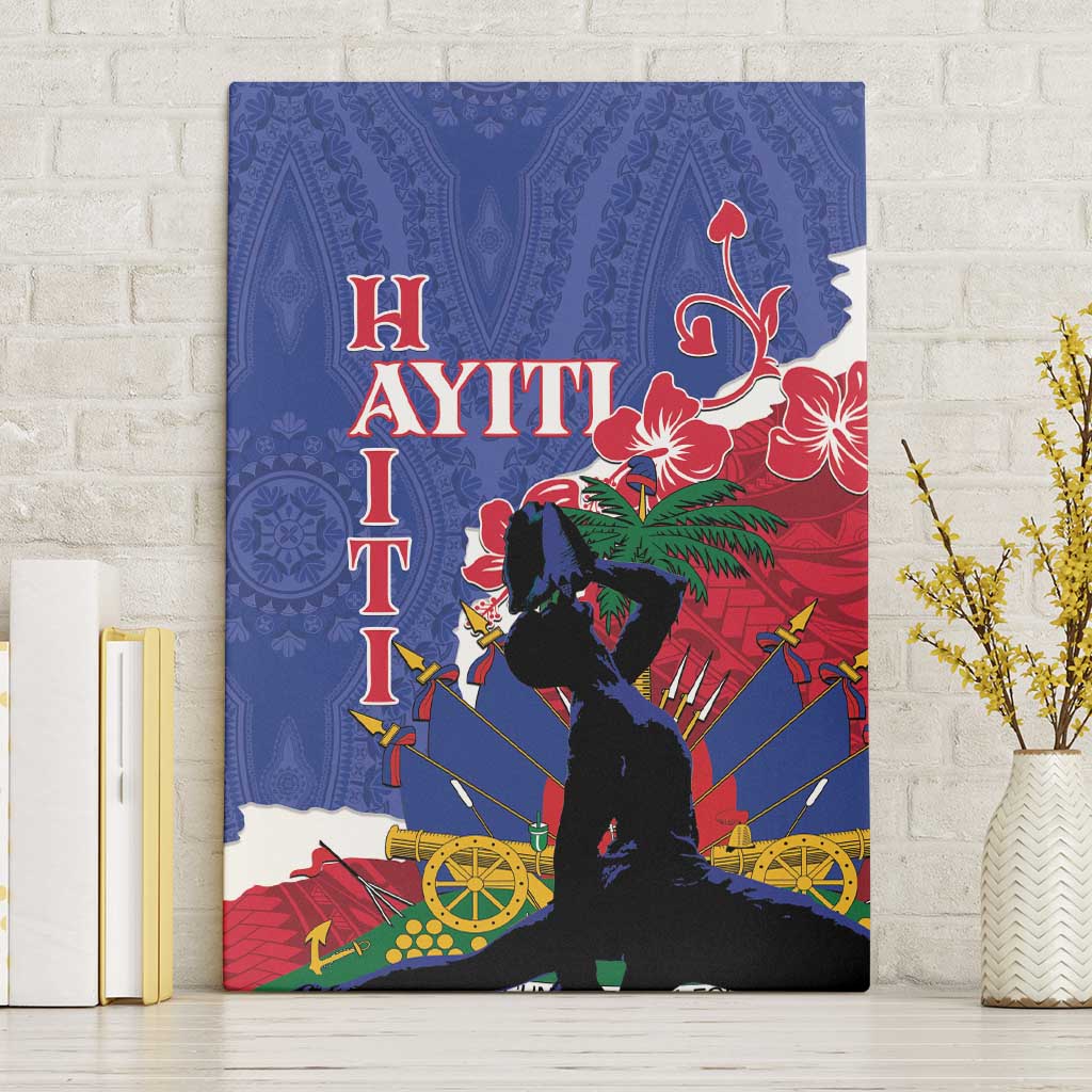 Haiti Le Marron Inconnu Canvas Wall Art Dashiki Mix Polynesian Pattern LT01 Without Frame Blue - Polynesian Pride