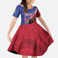 Personalised Haiti Le Marron Inconnu Kid Short Sleeve Dress Dashiki Mix Polynesian Pattern LT01 KID Blue - Polynesian Pride