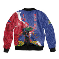 Personalised Haiti Le Marron Inconnu Sleeve Zip Bomber Jacket Dashiki Mix Polynesian Pattern LT01 - Polynesian Pride