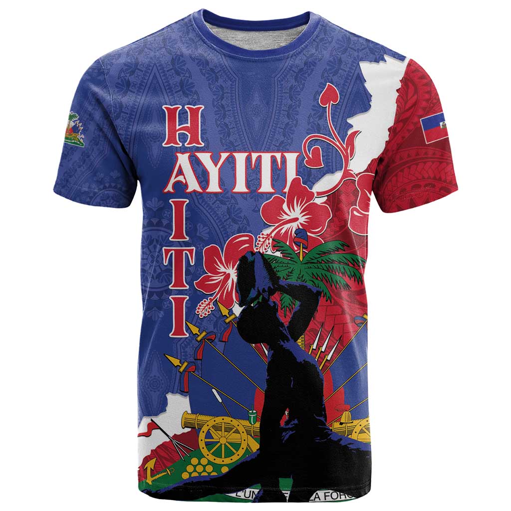 Personalised Haiti Le Marron Inconnu T Shirt Dashiki Mix Polynesian Pattern LT01 Blue - Polynesian Pride