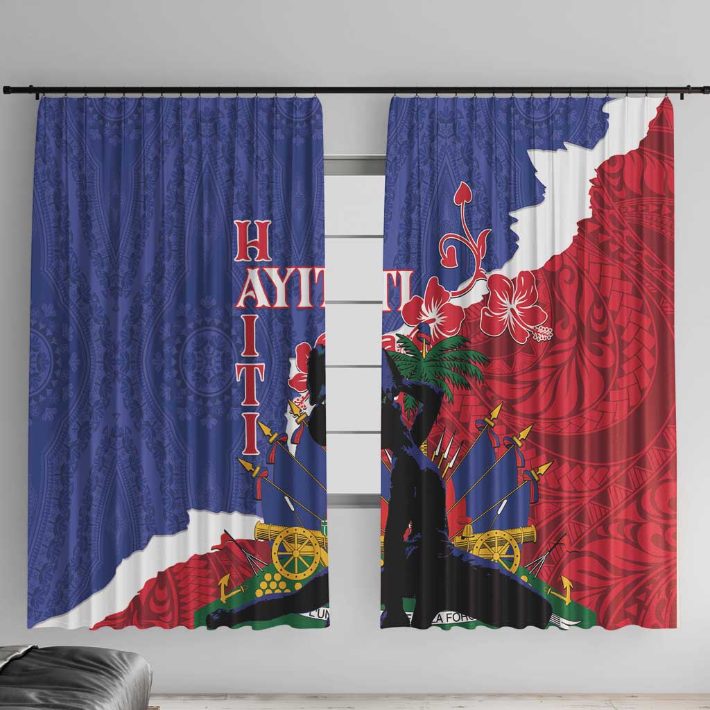 Haiti Le Marron Inconnu Window Curtain Dashiki Mix Polynesian Pattern LT01 With Hooks Blue - Polynesian Pride