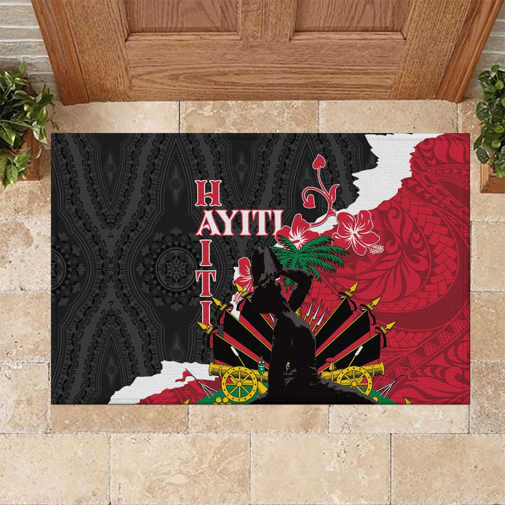 Ayiti Neg Marron Rubber Doormat Dashiki Mix Polynesian Pattern LT01 Black - Polynesian Pride