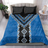 Blue Niho Taniwha Mix Poutama Bedding Set Unique Taniko Aotearoa LT01 - Polynesian Pride