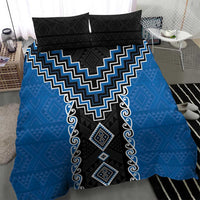 Blue Niho Taniwha Mix Poutama Bedding Set Unique Taniko Aotearoa LT01 - Polynesian Pride