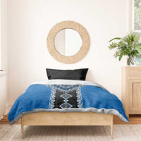 Blue Niho Taniwha Mix Poutama Bedding Set Unique Taniko Aotearoa LT01 - Polynesian Pride