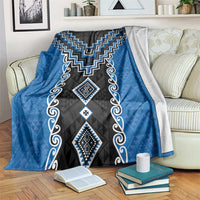 Blue Niho Taniwha Mix Poutama Blanket Unique Taniko Aotearoa LT01 Blue - Polynesian Pride