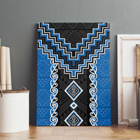 Blue Niho Taniwha Mix Poutama Canvas Wall Art Unique Taniko Aotearoa LT01 - Polynesian Pride