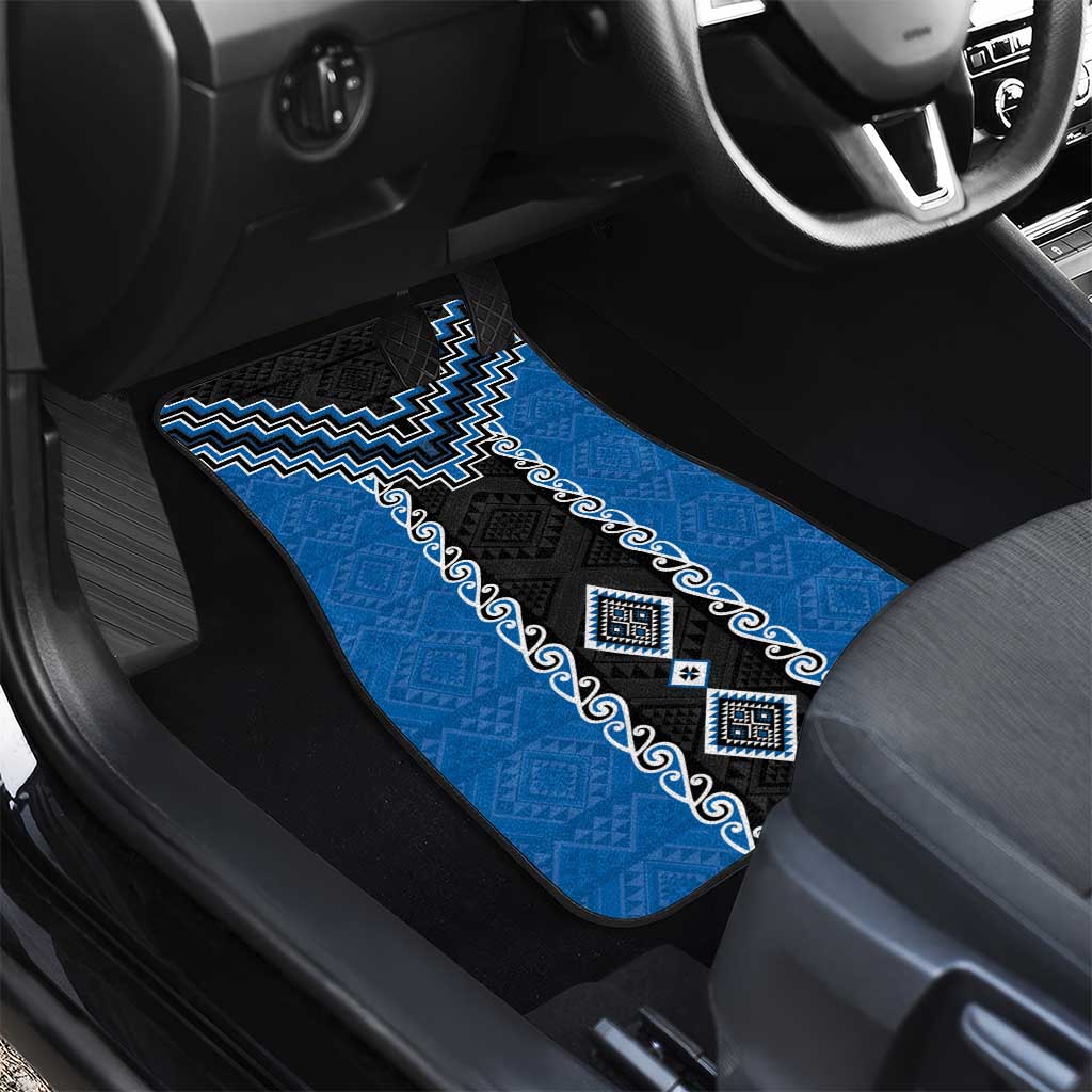 Blue Niho Taniwha Mix Poutama Car Mats Unique Taniko Aotearoa LT01 - Polynesian Pride