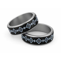 Blue Niho Taniwha Mix Poutama Classic Ring Unique Taniko Aotearoa LT01 Sliver Blue - Polynesian Pride