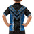 Blue Niho Taniwha Mix Poutama Family Matching Off The Shoulder Long Sleeve Dress and Hawaiian Shirt Unique Taniko Aotearoa