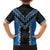 Blue Niho Taniwha Mix Poutama Family Matching Short Sleeve Bodycon Dress and Hawaiian Shirt Unique Taniko Aotearoa