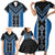 Blue Niho Taniwha Mix Poutama Family Matching Short Sleeve Bodycon Dress and Hawaiian Shirt Unique Taniko Aotearoa