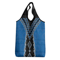 Blue Niho Taniwha Mix Poutama Grocery Bag Unique Taniko Aotearoa LT01 - Polynesian Pride