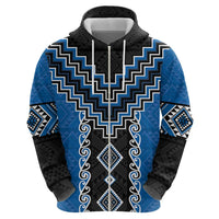 Blue Niho Taniwha Mix Poutama Hoodie Unique Taniko Aotearoa LT01 - Polynesian Pride