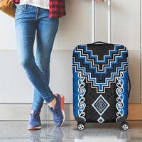 Blue Niho Taniwha Mix Poutama Luggage Cover Unique Taniko Aotearoa LT01 - Polynesian Pride