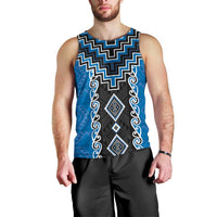 Blue Niho Taniwha Mix Poutama Men Tank Top Unique Taniko Aotearoa LT01 - Polynesian Pride