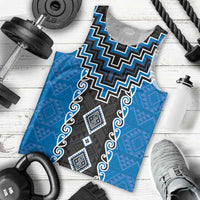 Blue Niho Taniwha Mix Poutama Men Tank Top Unique Taniko Aotearoa LT01 - Polynesian Pride