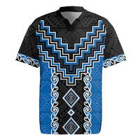 Blue Niho Taniwha Mix Poutama Rugby Jersey Unique Taniko Aotearoa LT01 Blue - Polynesian Pride