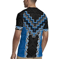 Blue Niho Taniwha Mix Poutama Rugby Jersey Unique Taniko Aotearoa LT01 - Polynesian Pride