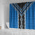 Blue Niho Taniwha Mix Poutama Shower Curtain Unique Taniko Aotearoa