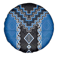 Blue Niho Taniwha Mix Poutama Spare Tire Cover Unique Taniko Aotearoa LT01 - Polynesian Pride