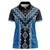 Blue Niho Taniwha Mix Poutama Women Polo Shirt Unique Taniko Aotearoa