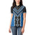 Blue Niho Taniwha Mix Poutama Women Polo Shirt Unique Taniko Aotearoa