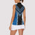 Blue Niho Taniwha Mix Poutama Women Sleeveless Polo Shirt Unique Taniko Aotearoa