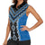 Blue Niho Taniwha Mix Poutama Women Sleeveless Polo Shirt Unique Taniko Aotearoa