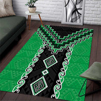 Green Niho Taniwha Mix Poutama Area Rug Unique Taniko Aotearoa LT01 Green - Polynesian Pride