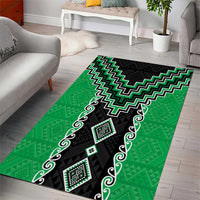 Green Niho Taniwha Mix Poutama Area Rug Unique Taniko Aotearoa LT01 - Polynesian Pride