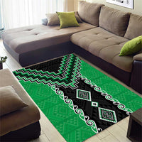 Green Niho Taniwha Mix Poutama Area Rug Unique Taniko Aotearoa LT01 - Polynesian Pride