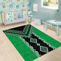 Green Niho Taniwha Mix Poutama Area Rug Unique Taniko Aotearoa LT01 - Polynesian Pride