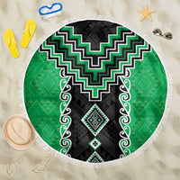 Green Niho Taniwha Mix Poutama Beach Blanket Unique Taniko Aotearoa LT01 One Size 150cm Green - Polynesian Pride