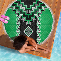 Green Niho Taniwha Mix Poutama Beach Blanket Unique Taniko Aotearoa LT01 - Polynesian Pride