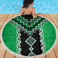 Green Niho Taniwha Mix Poutama Beach Blanket Unique Taniko Aotearoa LT01 - Polynesian Pride
