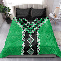 Green Niho Taniwha Mix Poutama Bedding Set Unique Taniko Aotearoa LT01 - Polynesian Pride