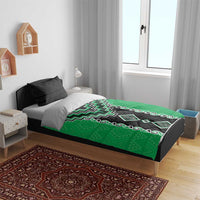 Green Niho Taniwha Mix Poutama Bedding Set Unique Taniko Aotearoa LT01 - Polynesian Pride