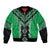 Green Niho Taniwha Mix Poutama Bomber Jacket Unique Taniko Aotearoa