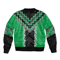 Green Niho Taniwha Mix Poutama Bomber Jacket Unique Taniko Aotearoa LT01 - Polynesian Pride
