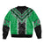 Green Niho Taniwha Mix Poutama Bomber Jacket Unique Taniko Aotearoa