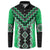 Green Niho Taniwha Mix Poutama Button Sweatshirt Unique Taniko Aotearoa