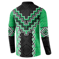 Green Niho Taniwha Mix Poutama Button Sweatshirt Unique Taniko Aotearoa LT01 - Polynesian Pride